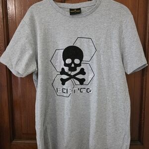 Bertigo Men's Light Grey Skull Graphic Short-Sleeve Tee